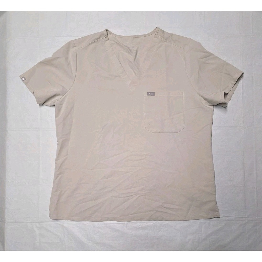 Figs Catarina One-Pocket Scrub Top Beige Women's Size XXL